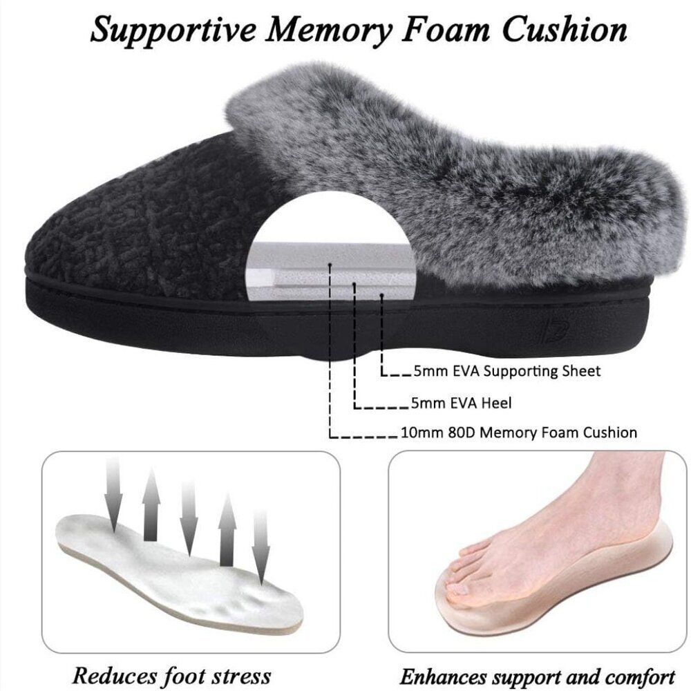 Women's Memory Foam Moccasin Slippers Micro Suede Breathable Faux Fur - Picture 4 of 7